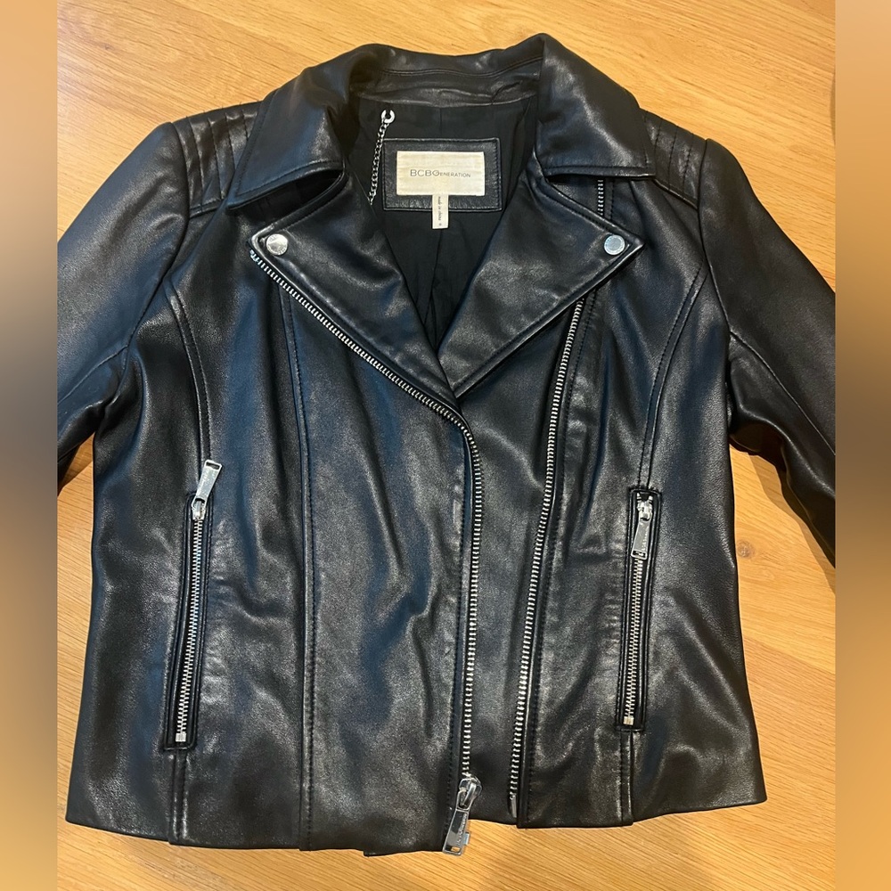 Bcbgeneration Black Leather Jacket Size Small - image 3